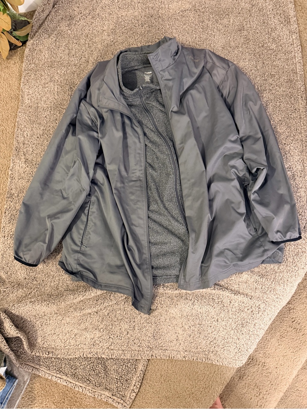 Reebok Men's Gray Raincoat with Fleece Liner